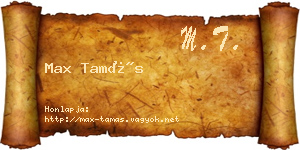 Max Tamás névjegykártya