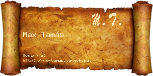 Max Tamás névjegykártya